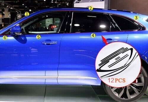 12PCS Fits For Jaguar F-Pace Gloss Black Car Window Trim Strip Cover 2017-2023 W - Bild 3 von 10