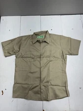 Red Kap Beige Short Sleeve Button Up Work Shirt Mens Size XL