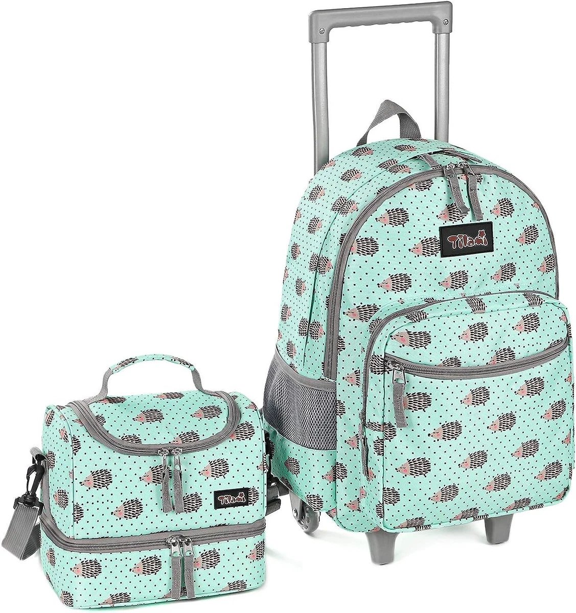 Tilami Rolling Backpack 18 inch Double Handle with Lunch Bag