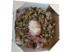 The Flower Market Eucalyptus Wreath With Pink Bow Cottage Farmhouse Decor  10"