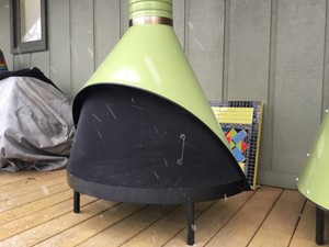 Mid Century Modern Green Preway Freestanding Cone Fireplace Retro