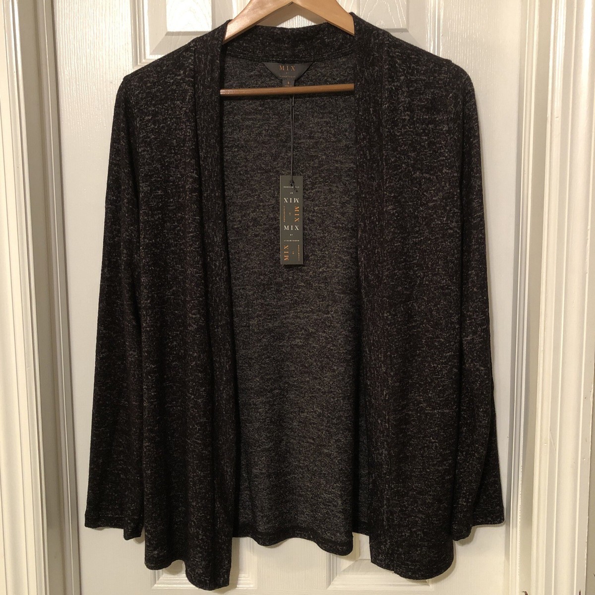 Mix By 41 Hawthorn Marina Knit Open Cardigan SOFT Dark Grey Small