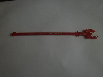 O'Donnell's Sea Grill Washington DC Red Swizzle Stick Drink Stirrer Lobster