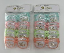 Party Glasses Woo Hoo 16pc Lot Pastel Colors Plastic NEW Celebration Costume