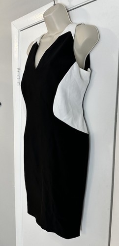 $2000 MUGLER Cady Color-block Dress Women’s Medium White Black Sleeveless Midi - Picture 6 of 11