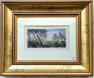 ''Italienische Landschaft II'' Aquaforte Aquatinta handsigniert handcol. Bonechi 