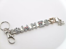 Personalized L Gold KEYCHAIN Custom Strap Rhinestone Letters