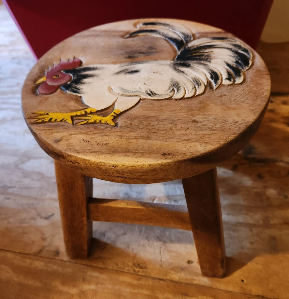 Vintage Handmade Rooster Stool Farmhouse Country Shabby Chic - Image 4 of 4