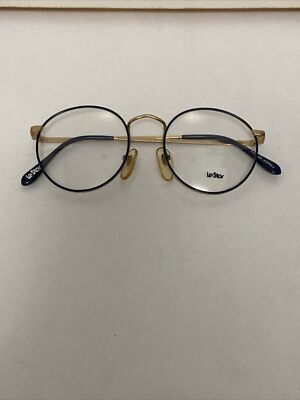 Vintage NOS Le Star Round Blue Gold Cortland Eyeglasses