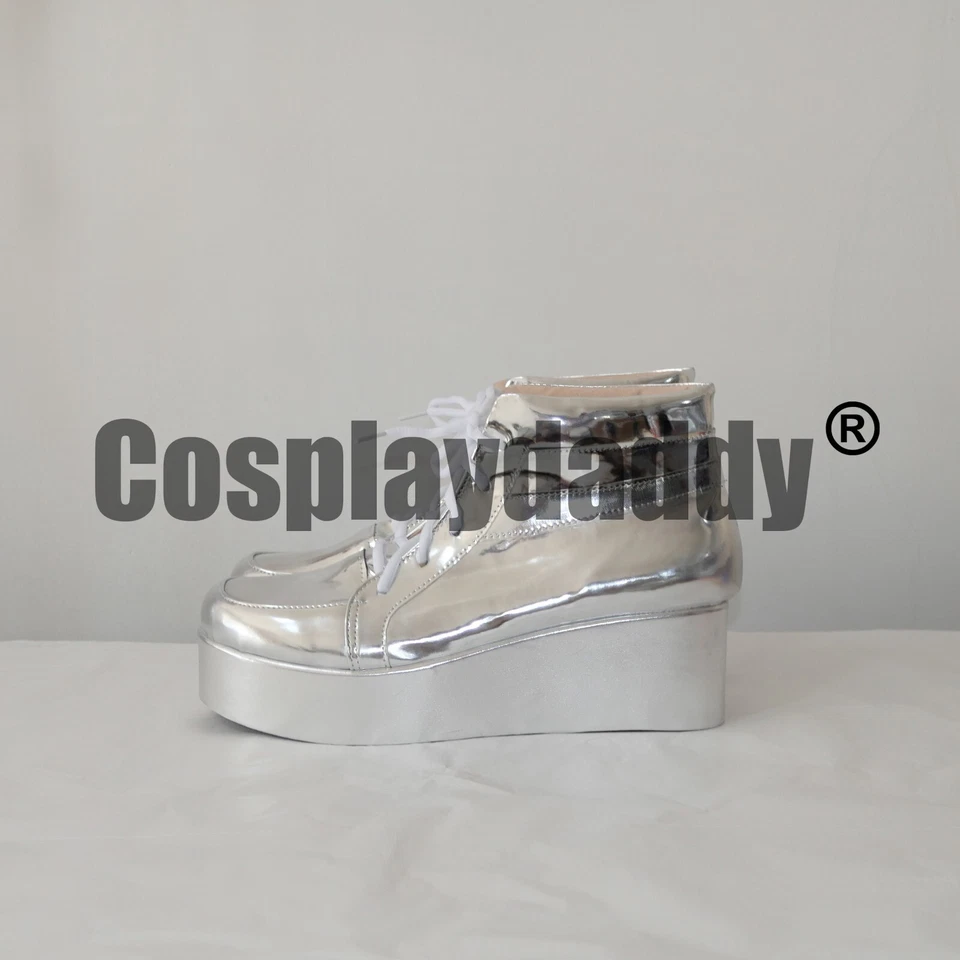 Dancing in Starlight Yusuke Kitagawa Cosplay Shoes Silver Platform Ankle Boots - Image 3 of 4