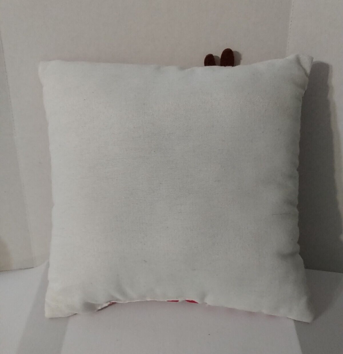 Dimensional Reindeer Red Zig Zag Background 10" Square Christmas Accent Pillow