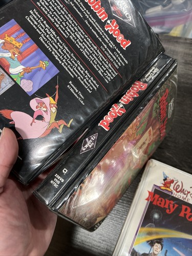 Vintage Rare Disney Black Clamshell VHS Lot Robin Hood Pinocchio *See Pics* - Picture 12 of 19