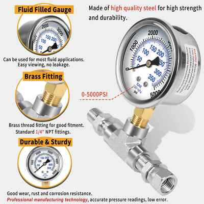 #ad 730 397 Spraying Pressure Gauge Assembly High Pressure Fluid Gauge for Titan 440 $14.69
