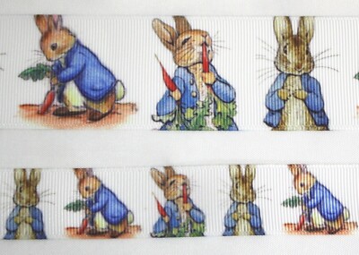 Bunny Inspired Grosgrain ribbon 5/8'' 7/8'' 1.5'' Peter Rabbit Carrots Garden