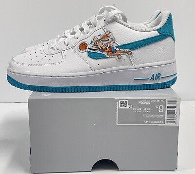 Nike Air Force 1 Space Jam Hare White Blue Grade School DM3353 100 6Y