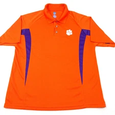 NCAA Clemson University Paw Logo Orange Performance S/S Golf Polo Shirt Mens L