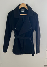 Coolcat Ladies Size S Jacket Coat Belted - Black Pockets
