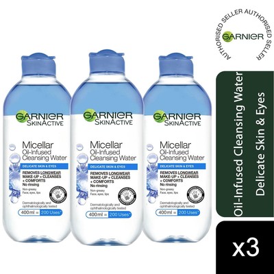 garnier micellar oil infused cleansing water delicate skin and eyes