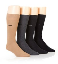 Boss Hugo Boss 0484012 Cotton Blend Crew Sock - 4 Pack Beige/Grey/Black O/S 