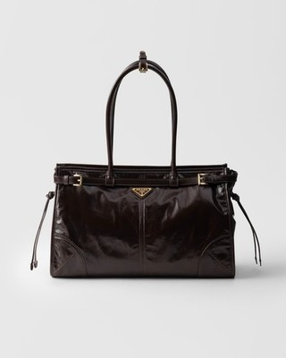 Prada Bonnie Large Leather Handbag Brown