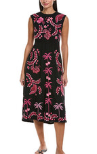 New Johnny Was Tie Back Embroidered Knit Dress L