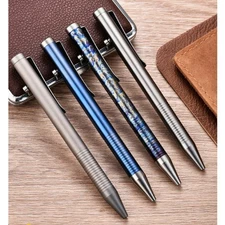 Titanium Alloy EDC Tactical Bolt Action Pen with Clip Outdoor Writing Tool