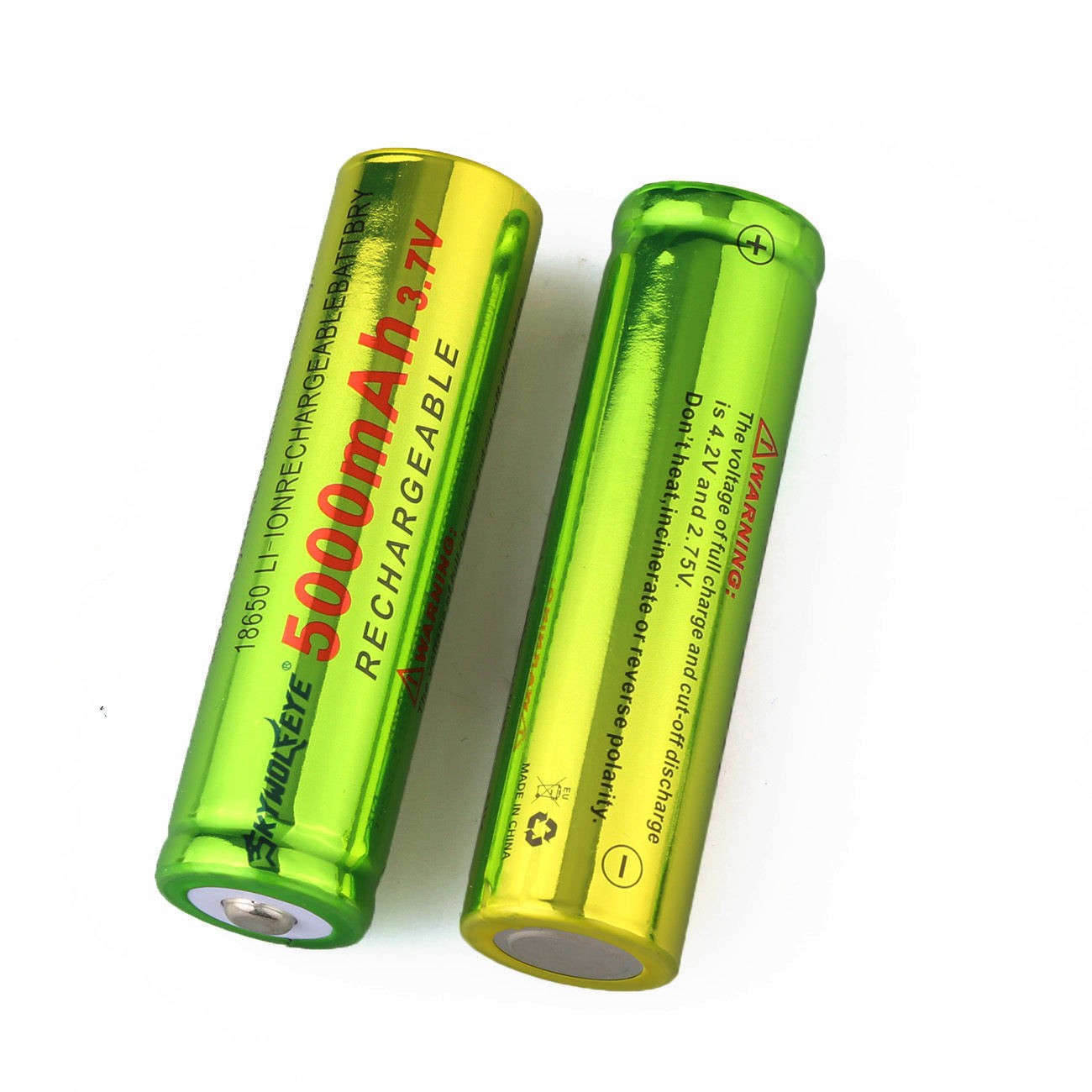 SKYWOLFEYE Rechargeable Battery 3.7V Button Top 5000 mah Lithium for Flashlight