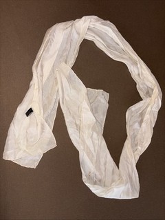 Vintage Ivory 100% SILK SCARF Long WRAP SHAWL Warm HAND ROLLED 68" x 10"