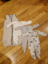 Lot of 4 Hanna Andersson sherpa fleece lined sleep sack and 3 pajamas 3-6 mo boy