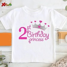 Princess Shirt Girls Custom Name Birthday T Shirt Children Summer White T-shirt