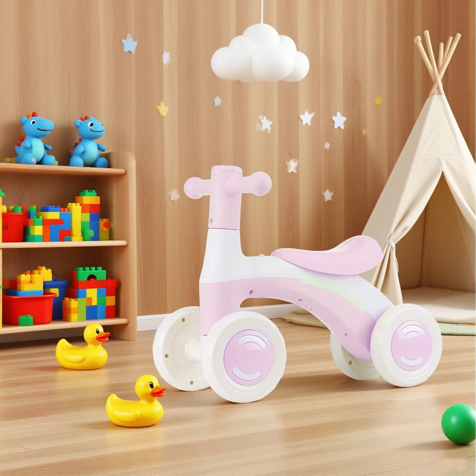 Laufrad für Kinder ab 1-3 Jahre Kinderlaufrad mit Stützräder Pedalen 4-Räder Neu