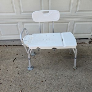 Tub Transfer Bench Shower Chair Adjustable Height White Good Mobility Aid