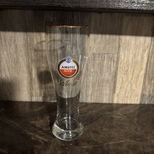 Amstel Bier Wheat - 9" Tall Beer Glass -  22oz - New - Gold Rim