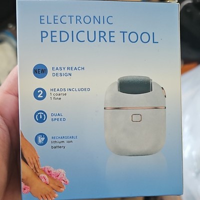 Electronic Rechargeable Dual Speed Pedicure Tool M6688 3W White w/ Roller Head