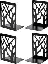 MaxGear Tree Design Bookends Heavy Duty Metal Non Skid Book Holders 4PCS