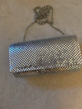 Jessica McClintock Silver Clutch With Metal Strap
