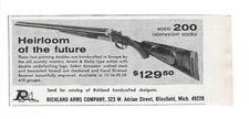 1966 Richland Arms Company Handcrafted Shotguns, Blissfield MI Vintage Print Ad