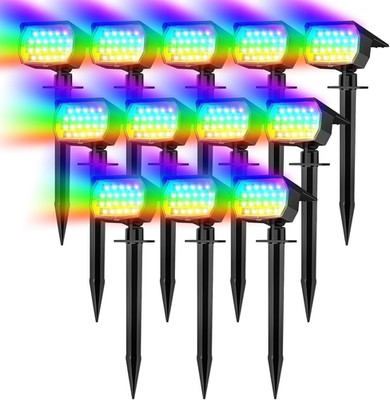 Solar Spot Lights Outdoor Color Changing, [7 Mode/12 Pack] Christmas Landscape S