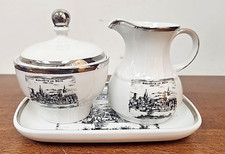 BAYREUTHER RUDESHEIM AM RHEIN ANNO 1730 CREAM, SUGAR & PLATE SET