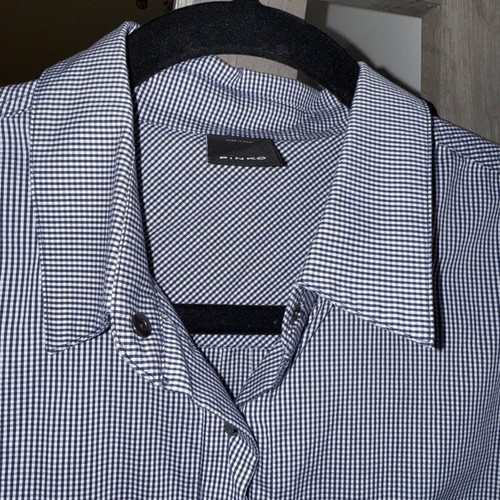 Pinko Women’s Blue And White Striped Snap Front Shirt Sequin Pocket EUC Size 6 - Picture 9 of 10