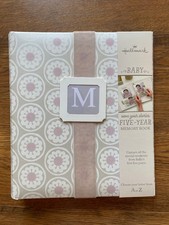 Hallmark Monogram Pink Flower 5 Five Year Memory Girl Baby Book NWT