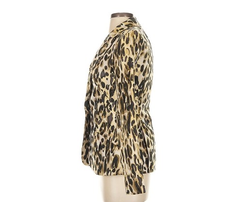 Women's Classic Leopard Print Blazer Jacket Size Medium Workwear Mobwife - Picture 3 of 4