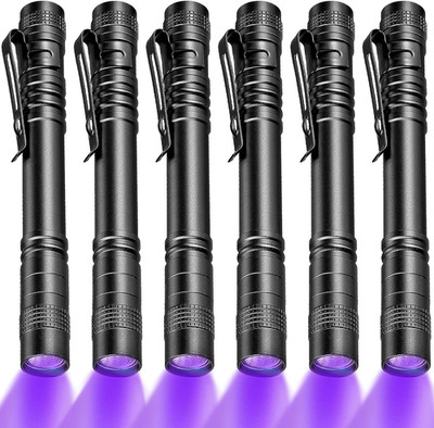 Honoson 6 Pieces UV Black Light Flashlight Small Blacklight Flashlights Pen Ligh