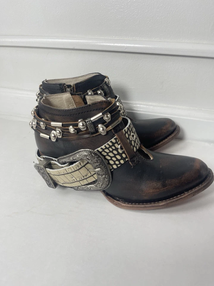 Nuevas Botas Freebird By Steven Mujer Salón Negro Serpiente Cuero Talla US 7 Foto 4 de 4