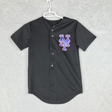 New York Mets Baseball Jersey Youth Medium Black MLB Majestic Made USA