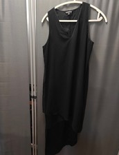 Express Slip / Sheath  Dress Women's S Black Asymmetrical V-Neck  Cocktail 