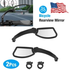 Bicycle Bike Cycle Handlebar Rear View Mirrors Rearview Rectangle Back Mirror