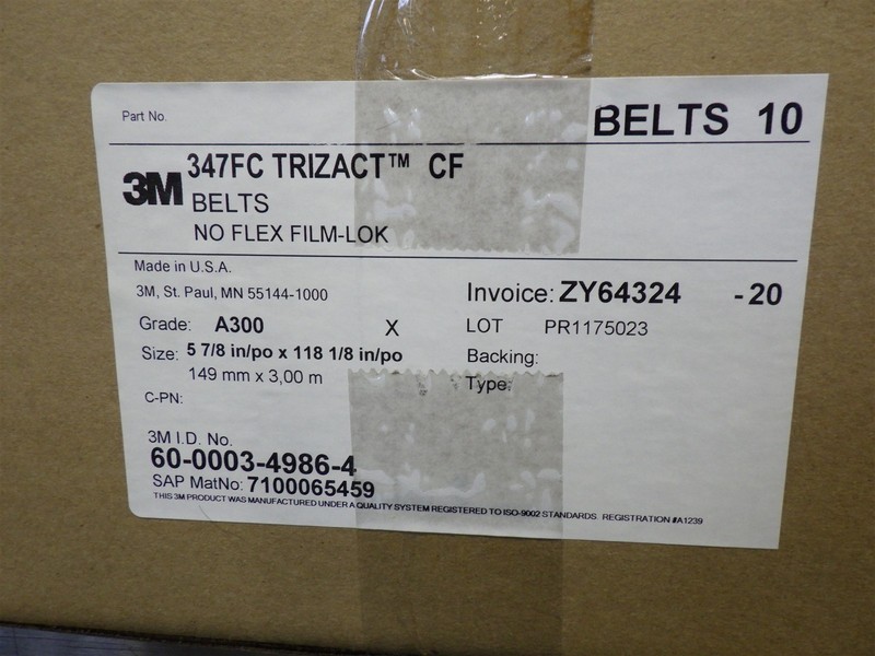 10 NEW! 3M 347FC Trizact CF 5-7/8"x118-1/8" A300 Sanding Belts 60-0003-4986-4