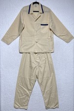 Vintage 70  s JC Penney 2pc. Pajama Set Mens Large Tan With Blue Accents