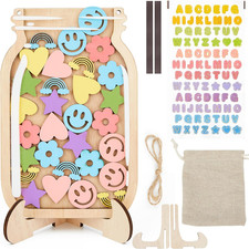 Magnetic Reward Jar for Kids, Wooden Smile Face Star Reward System with Colorful